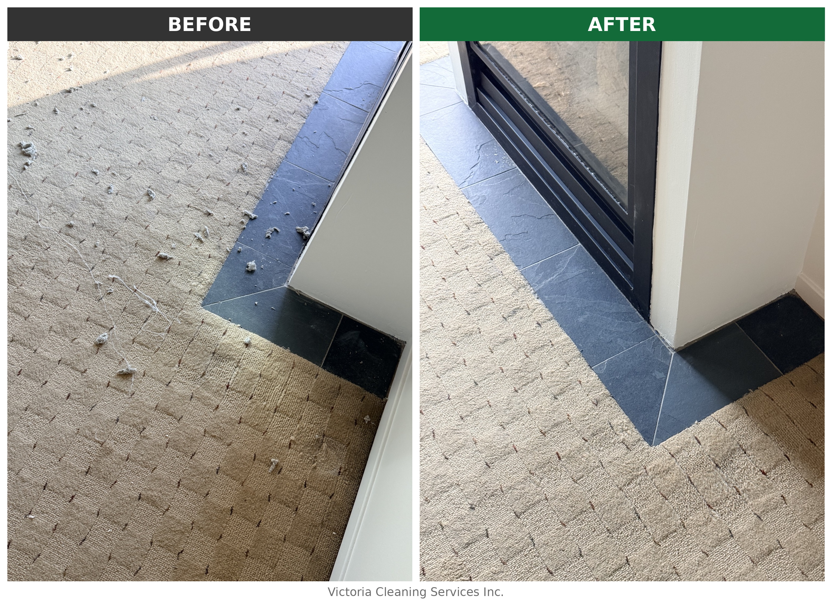Carpet and fireplace edge
