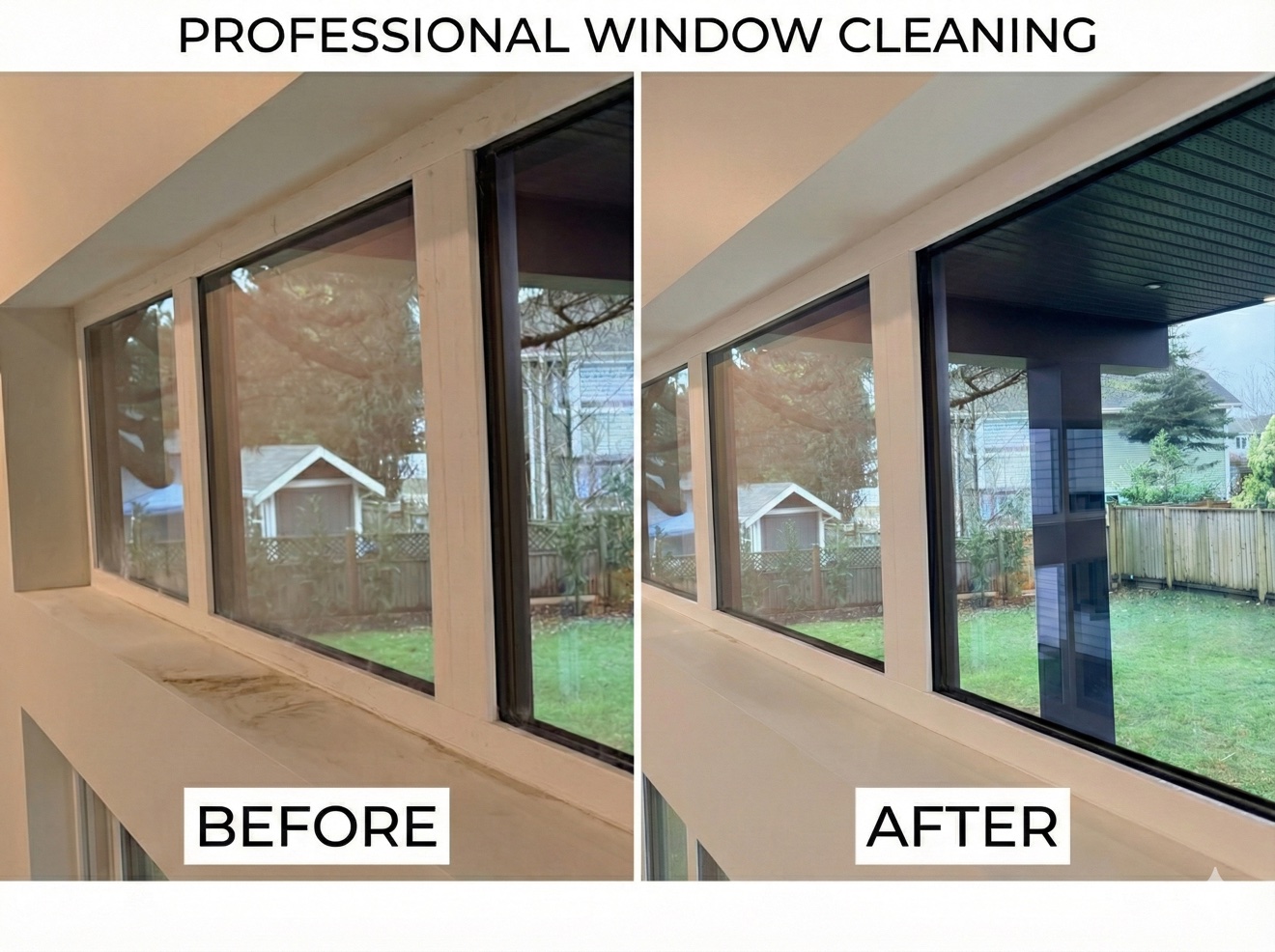 Window cleaning before and after