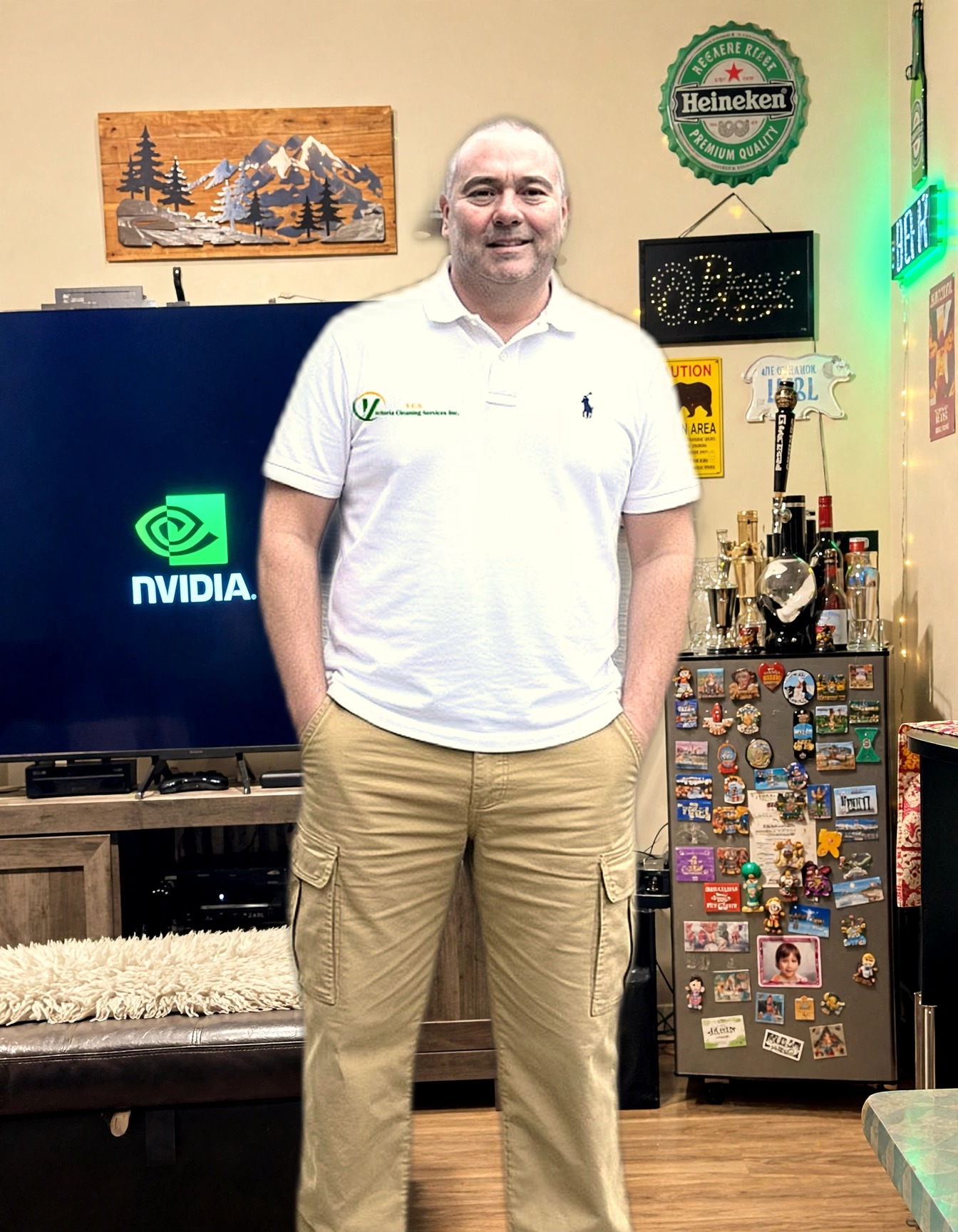 Team member in a white VCS polo
